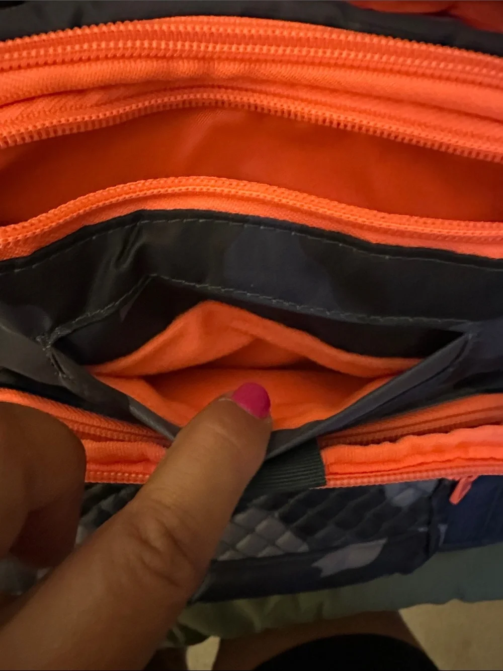 LUG Propeller- Quilted Camouflage Tote with Coral Zippers